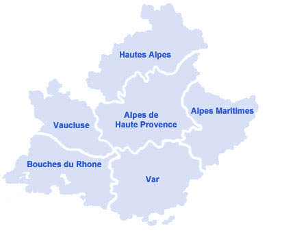 Carte de la Provence-Alpes-Côte d'Azur